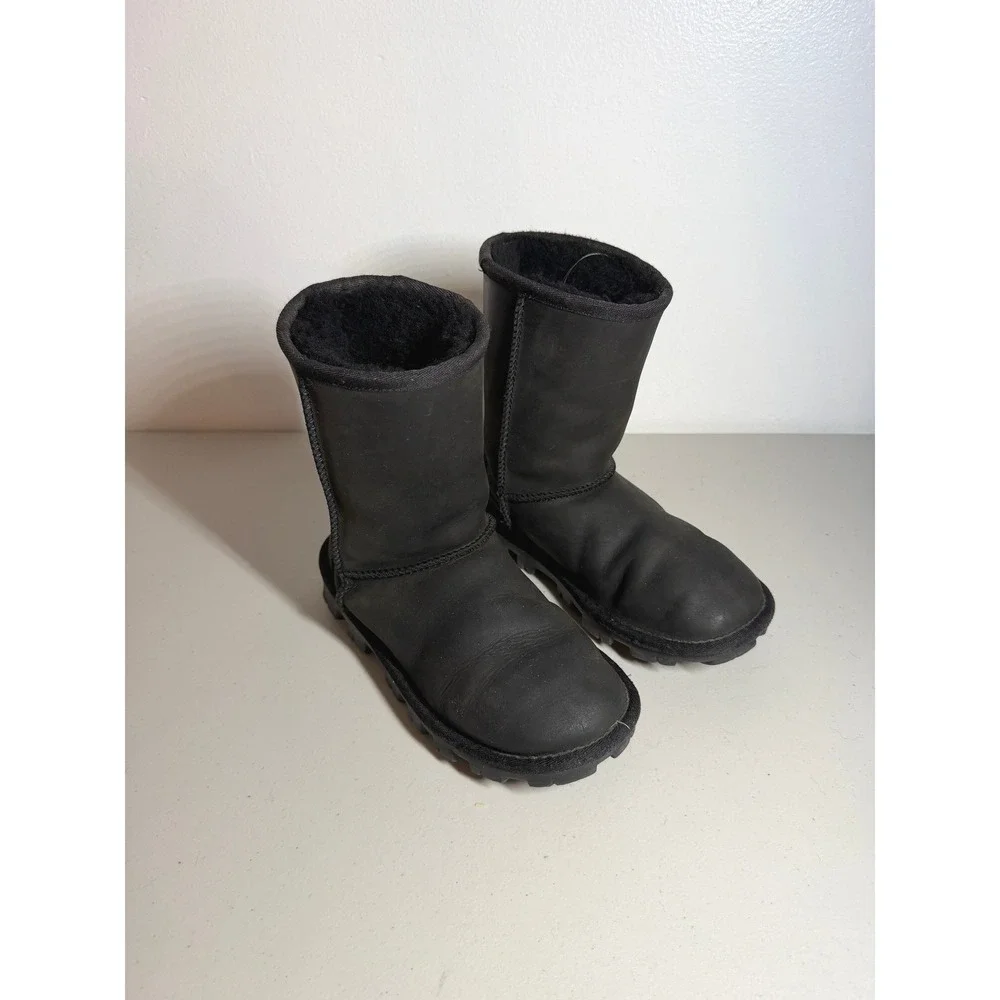 UGG Adirondack Boot II Black Leather Sheepskin Winter Snow Boots Womens 5